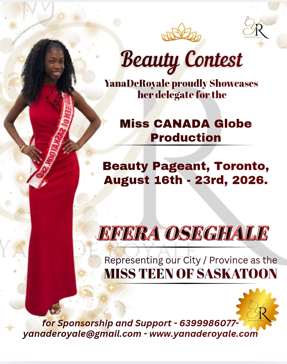 Efera Oseghale Miss Teen of Saskatoon